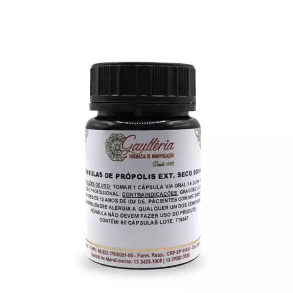 Cápsulas de Própolis Extrato Seco 500mg 60 cápsulas 