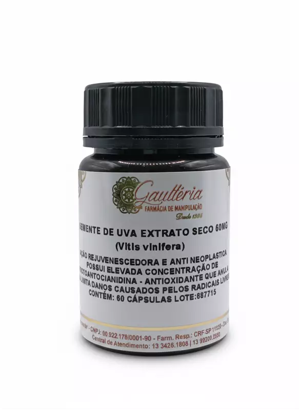 Cápsulas Semente de Uva Extrato Seco - 50mg (Vitis Vinifera)